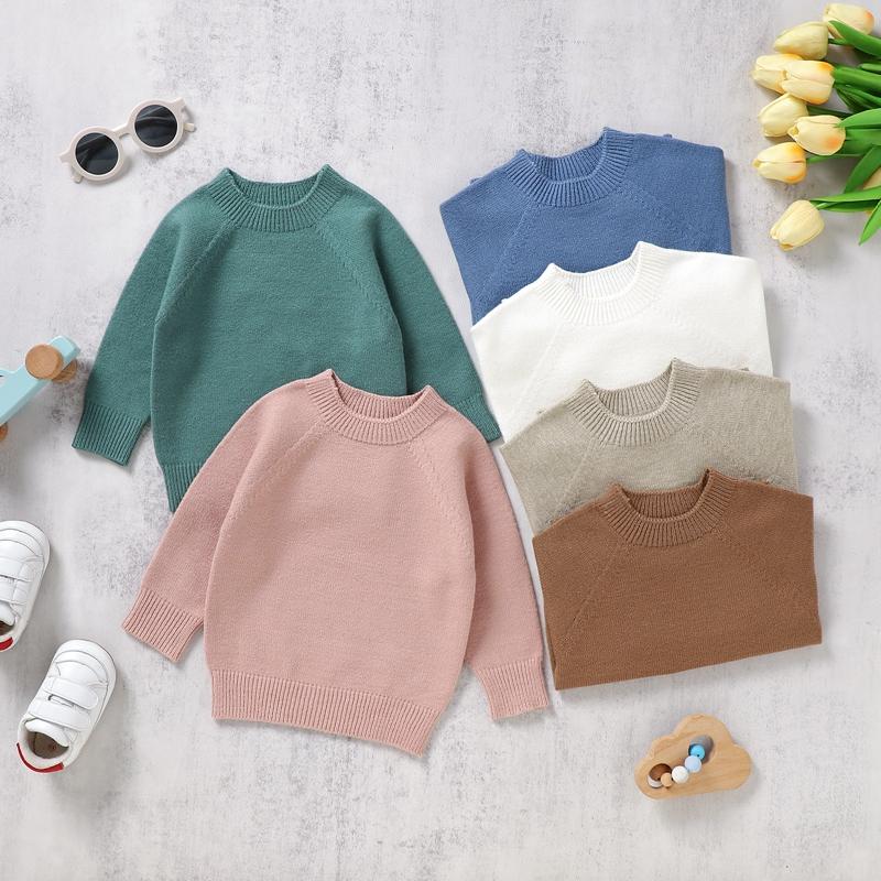 Product Introduction of Toddler Autumn Winter Knit Sweaters Long Sleeve Round Neck Solid Color Knitwears 54