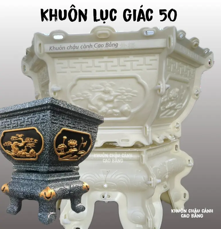 Khuôn đúc chậu cảnh lục giác 50 và chân đôn 0