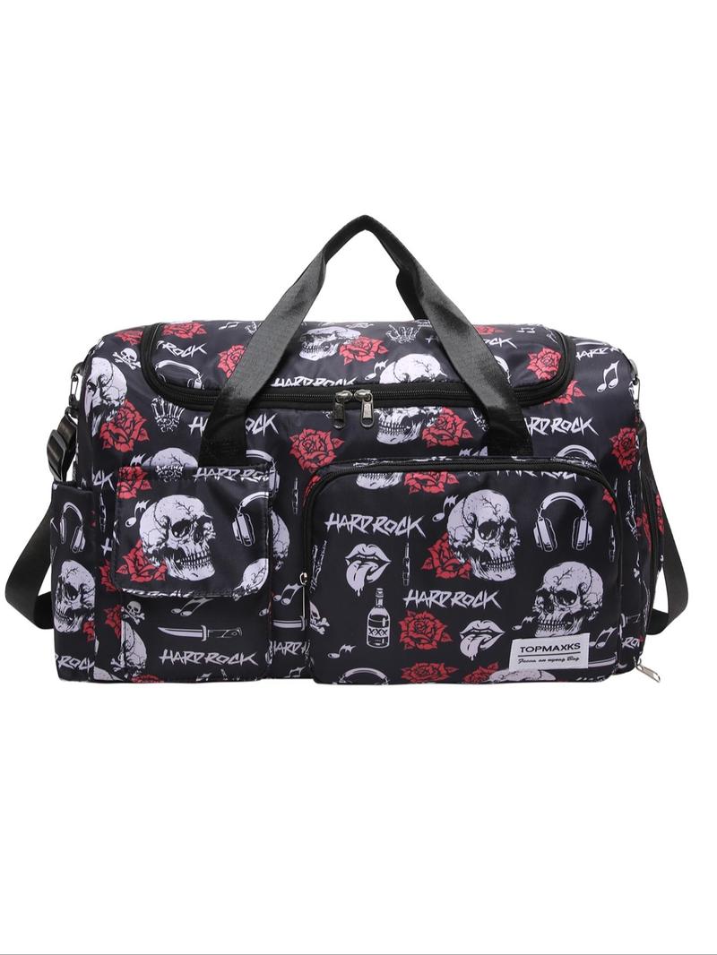 Product Introduction of Pumpkin Ghost Pattern Travel Bag, Large Capacity Duffel Bag, Waterproof Overnight Travel Bag, Portable Weekender Bag for Business Travel Sports Fitness 5
