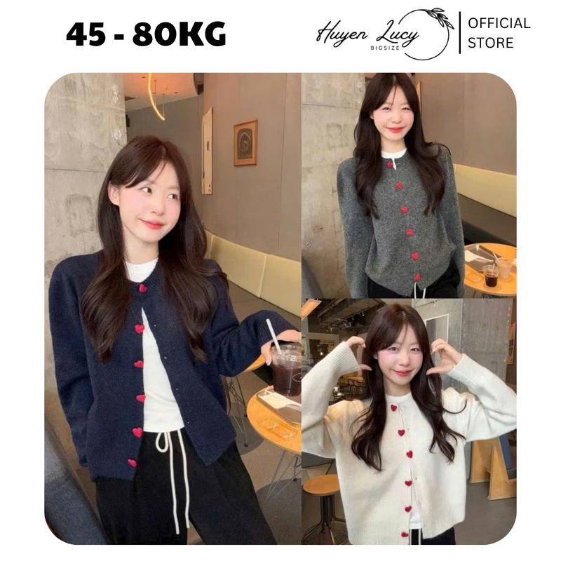 Áo cardigan len nữ cúc trái tim xinh xắn cute freesize dưới 80kg hottrend thu đông 2024 Huyền Lucy Bigsize
