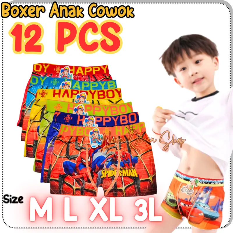 Selusin 12 Pcs Boxer anak Laki Laki Bayi Paud TK SD bergambar 0
