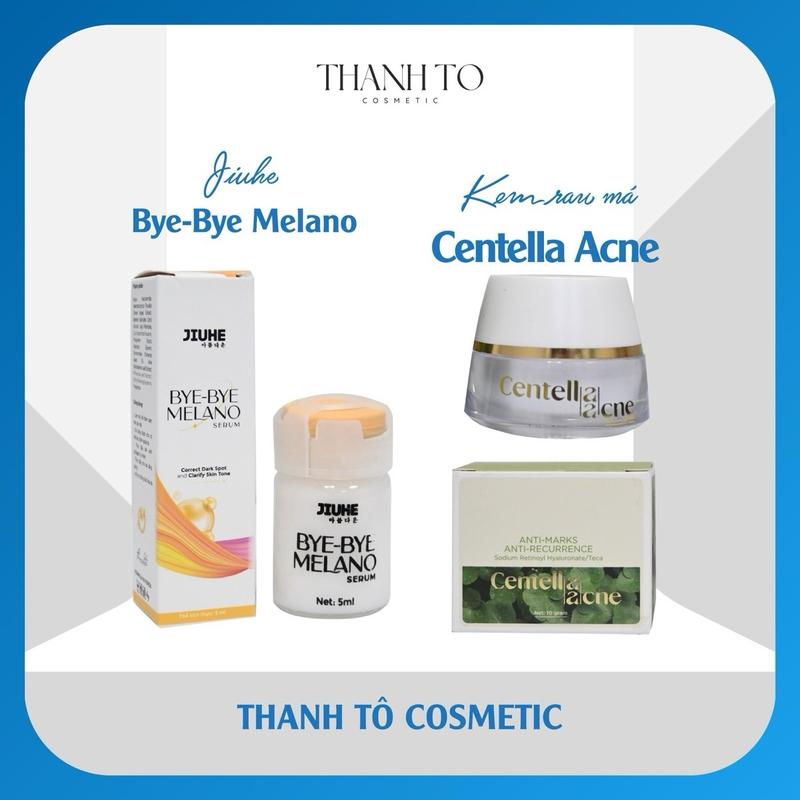  COMBO 1 Serum Melano + 1 Kem Rau Má Centella Acne hỗ trợ da mụn thâm 