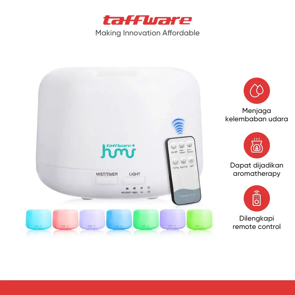 Taffware Humidifier Aromatherapy Oil Diffuser + 7 LED + Remote Control - HUMI H24