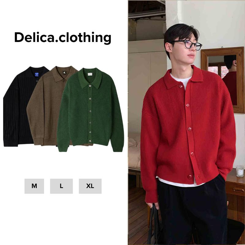 Áo Khoác Len Cardigan Dệt Kim Màu Trơn Cao Cấp Dáng Rộng Nam Nữ Menswear