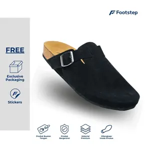Footstep Footwear Sandal Casual Pria Giga Suede Black Original Kasual Shoes Selop Sendal Hitam