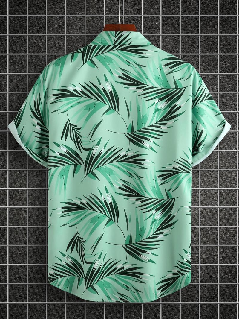 Product Introduction of Men's All Over Print Short Sleeve Shirt, Regular Fit Casual Button Closure Top for Summer, Men's Clothes for Beach Vacation 5