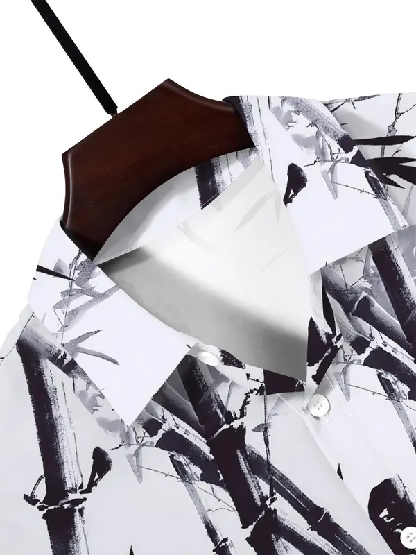 Two-Piece Set Men's Floral Print Shirt & Shorts Set, Regular Fit Casual Short Sleeve Button Front Top & Shorts, Men's Summer Set for Beach Vacation 3