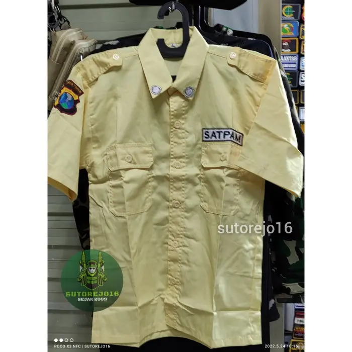baju seragam pdh lengan pendek pria satpam security warna krem cream - M 0