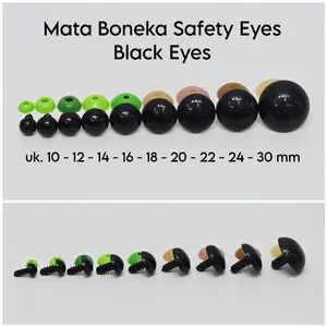 Mata Boneka Safety Eyes - BLACK EYES (10pcs)