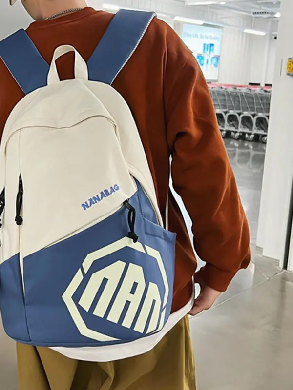 Fashionable Colorblock Backpack, Large Capacity Casual Backpack for Men & Women, Trendy Versatile Student School Bag for Daily Use 2