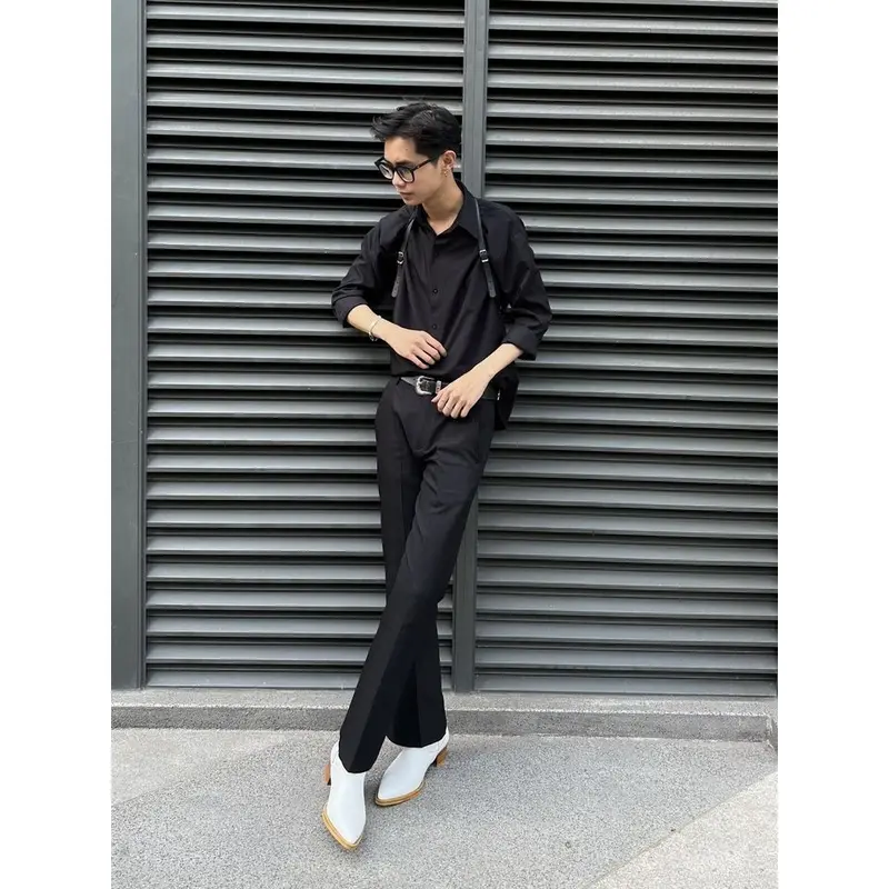 Lukas Boots Da Bò Nguyên Tấm Zip Bốt Nam Trắng Đế Vàng, Gót Gỗ 5cm Mũi Nhọn Khóa Kéo YKK Chính Hãng - TDK Shoemaker 1