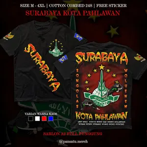 Kaos Pagar Nusa Surabaya Kota Pahlawan Custom Daerah Cotton Combed 24s Full Punggung
