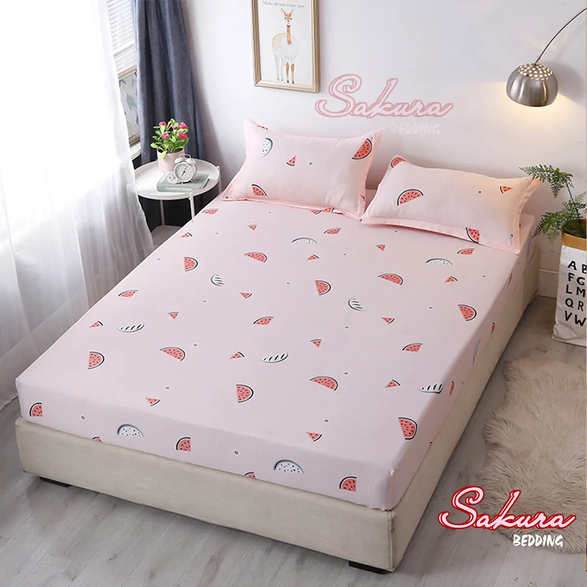 Bộ ga giường cotton poly đủ kích thước bộ drap giường bọc chun sẵn cỡ 1m2x2m, 1m4x2m, 1m6x2m, 1m8x2m