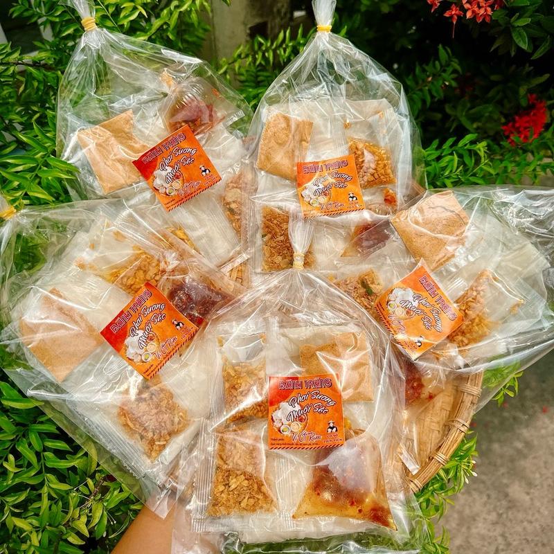5 bịch bánh tráng phơi sương muối nhuyễn ớt rim tỏi phi+ hành phi Snack Ăn Vặt