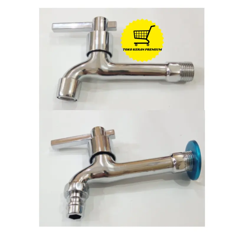 Kran Air Wastafel Panjang Stainless Steel Tembok Cabang Rumah Dapur Wc Cucut Saringan Sambungan Minimalis 0