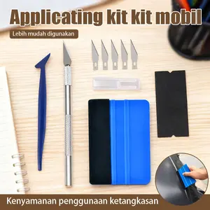 Alat Set Lengkap untuk Pemasangan Stiker Mobil dan Pelindung Cat 4 Buah Pisau Scraper untuk Menyelesaikan Tepi dan Celah Cocok untuk Wrapping Mobil dan Pekerjaan Modifikasi Mobil