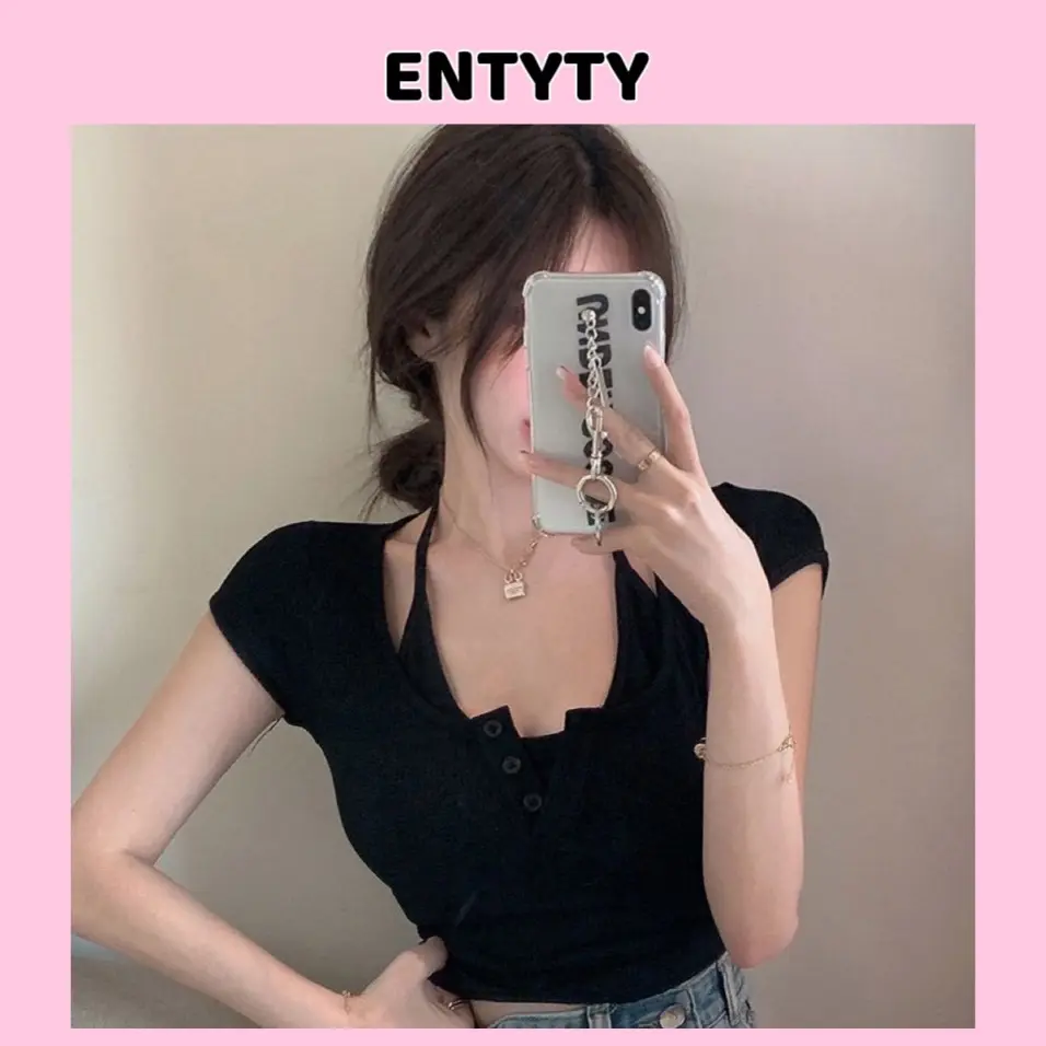 Áo croptop Tay ngắn dây yếm Hàn Quốc siêu xinh | BigBuy360 - bigbuy360.vn Áo croptop Tay ngắn dây yếm Hàn Quốc siêu xinh | BigBuy360 - bigbuy360.vn