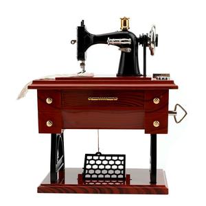 Caja de música con diseño de máquina de coser vintage, caja de música creativa con manivela, decoración de escritorio para el hogar, sala de estar, dormitorio, regalo de cumpleaños