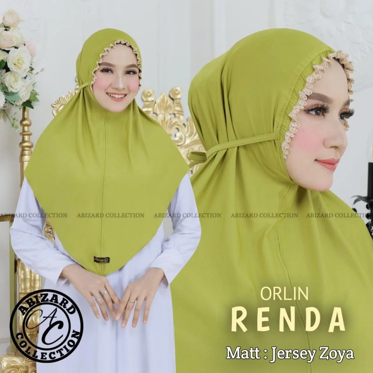 HIJAB BERGO INSTAN ORLIN RENDA/HIJAB INSTAN OVAL KARET KEPALA RENDA (Best Quality)