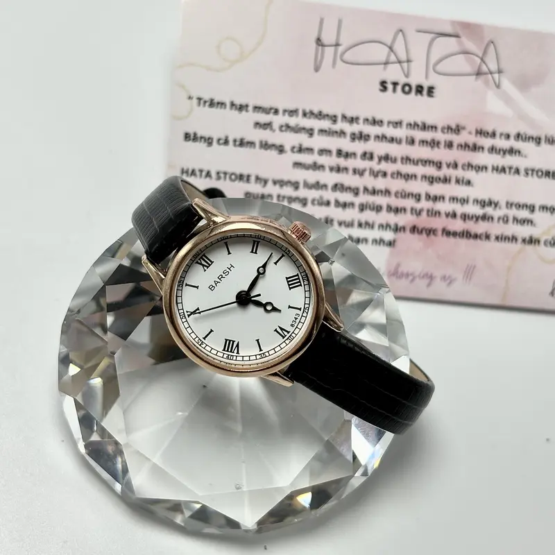 ĐỒNG HỒ NỮ BARSH PHONG CÁCH VINTAGE HÀN QUỐC DÂY DA VÂN CÁ SIÊU MỀM PIN THẠCH ANH MẶT KÍNH KHOÁNG  SIZE 24MM Women Watch 6