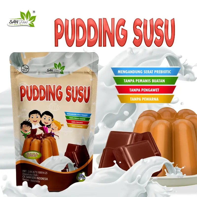 Sanfood Pudding All Varian 100 gr Chocolate Strawberry Susu Vanilla Jelly Organik Silky Puding Rendah Gula MPASI Enak Lembut 3