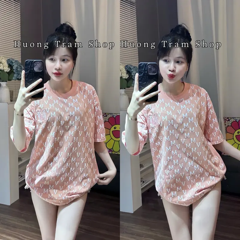 Áo Thun  Freesize Cotton 2chiều 250gsm - MV in Nổi Full áo thêu Ngực M , Hương Trầm Shop , Form 42-70kg , Chất cotton lạnh mềm mát , Nam và Nữ Women Top Cổ Tròn , Phối Jean xinh Voan 2