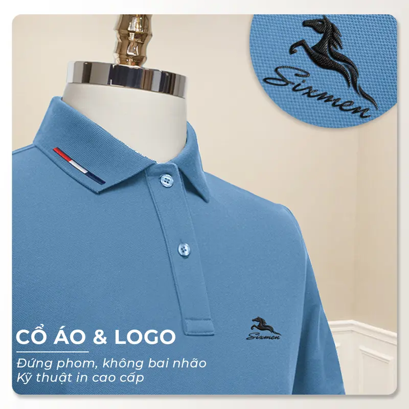 Áo Polo nam cao cấp cổ bẻ [Tặng Hộp Gói Quà Xịn] 11 màu Mã Đáo Thành Công - Polo SIXMEN vải cá sấu cotton CVC Thoáng mát Menswear Ngắn Tay Có Cổ 5