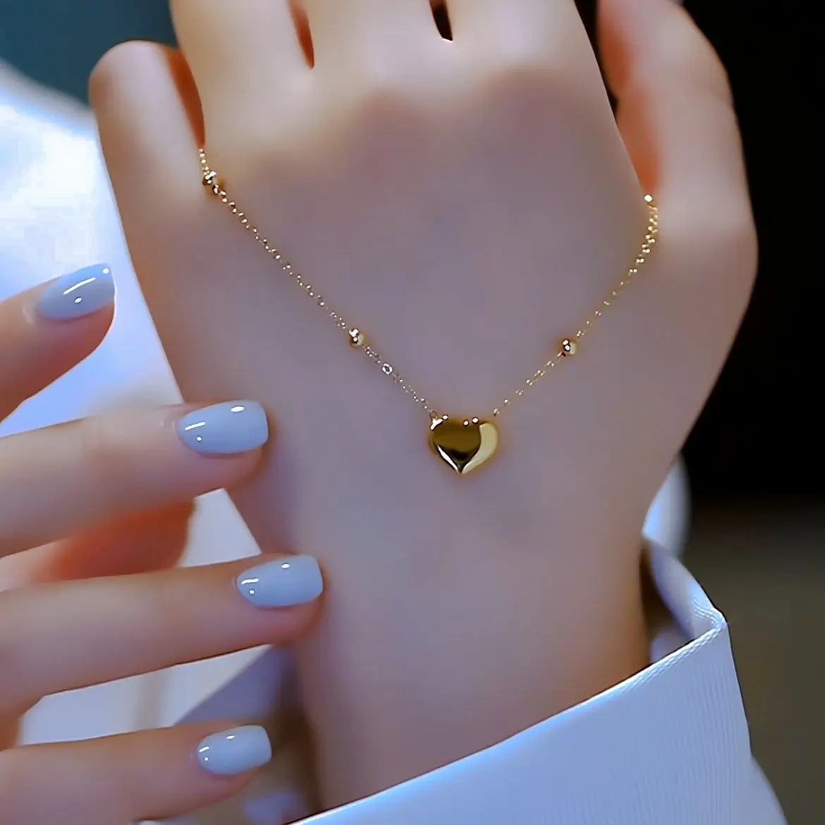 Kalung Wanita, Fesyen, Pepejal, Tidak Alergik, Tidak Luntur, Diperbuat daripada Keluli Titanium Cinta, Elegan dan Gred Tinggi, Sesuai untuk Teman Wanita, Isteri, Ibu, Hadiah Hari Jadi