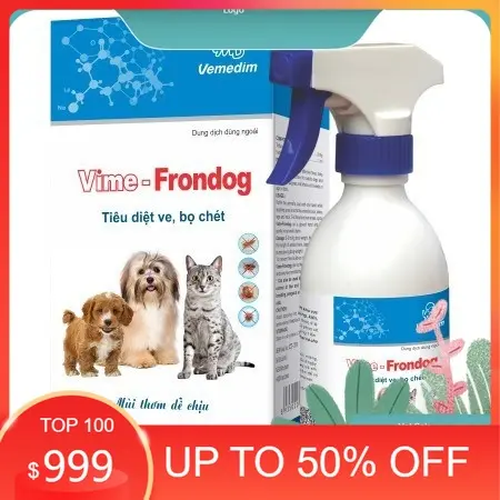 Thuốc xịt tiêu diệt sạch ve bọ chét trên chó mèo Vime Frondog 250ml Vemedim