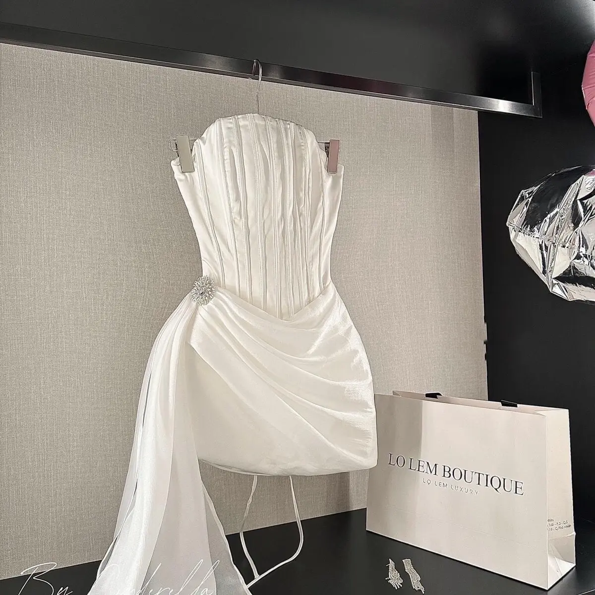 Váy tafta đính đá có tà dài _ ChuMij Women Dress Nữ