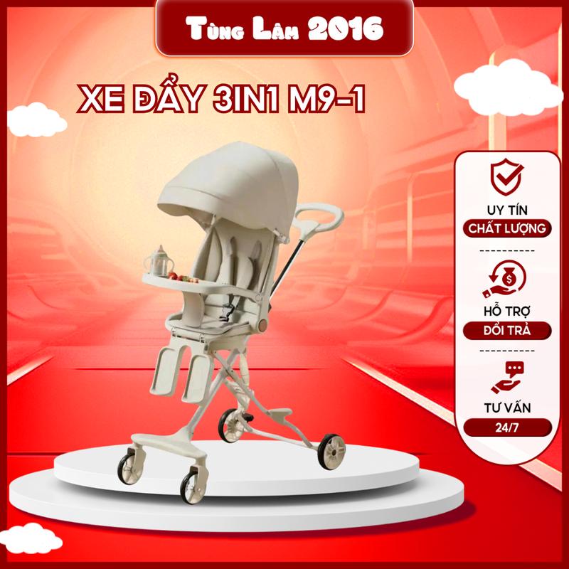 Xe đẩy 2 chiều 3 tư thế có bàn ăn dặm M9-1 mẫu mới Cho Bé Voi Kem