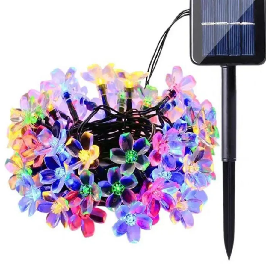 Dây Đèn LED Năng Lượng Mặt Trời Hoa Anh Đào, Hàng Mới Về, Thích Hợp Cho Cảnh Quan Sân Trong Ngoài Trời, Đèn Cắm Trại, Đèn Trang Trí Sân Bãi Cỏ, Chủ Đề Ngày Giáng Sinh