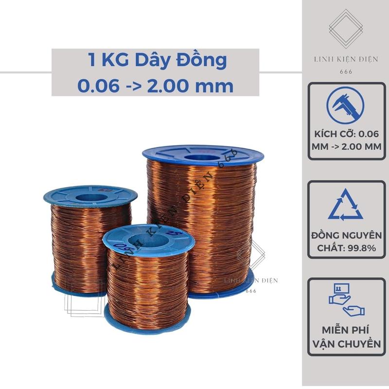  Dây Đồng Quấn Biến Áp  0.06 - 3.20 mm  1 Kg Cách Điện Quấn Motor Uốn Cây Cảnh 