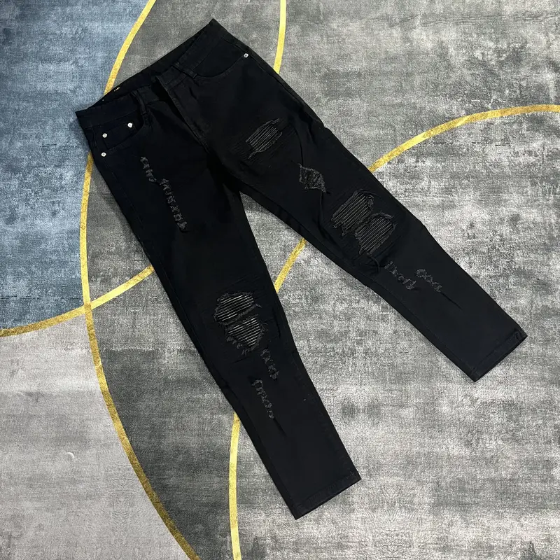 Quần jean nam rách vá gối to chất bò co dãn 4 chiều mẫu mới chuẩn shop quần bò nam Menswear Pants QJP2V62 3