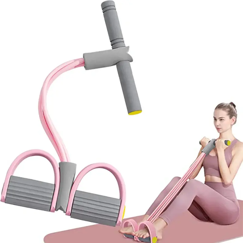DUTRIOUS  Resistance Bands 4-Tube Yoga Pedal Puller Resistance Band Elastic Pull Rope Fitness Equipment for Abdomen Waist Arm Training