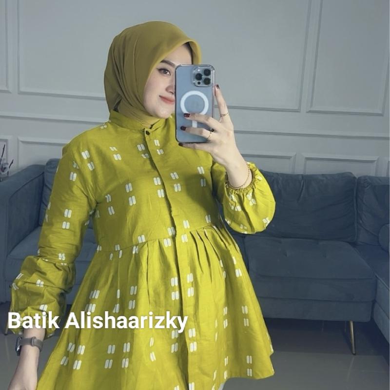Blouse Rempel Motif Kapsul Terbaru Atasan Batik Wanita Kantor Katun 0