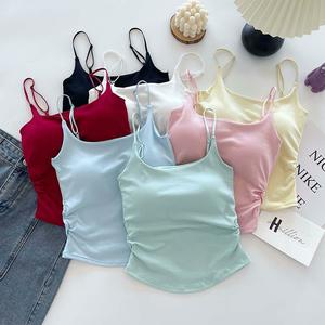 甘辛デザインのあどけないスタイルプリーツキャミソール胸パッド払ういき女性用ワンカップインナーとアウター女性のMEIしさのために着用してくださいしいバックトップ