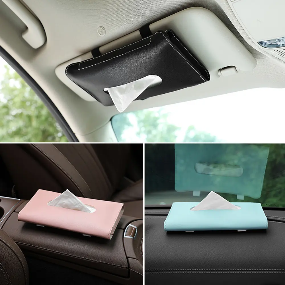 PU Car Interior Tissue Box Towel Sun Visor Tissue Box Holder Auto Storage Decoration Accessories #449704