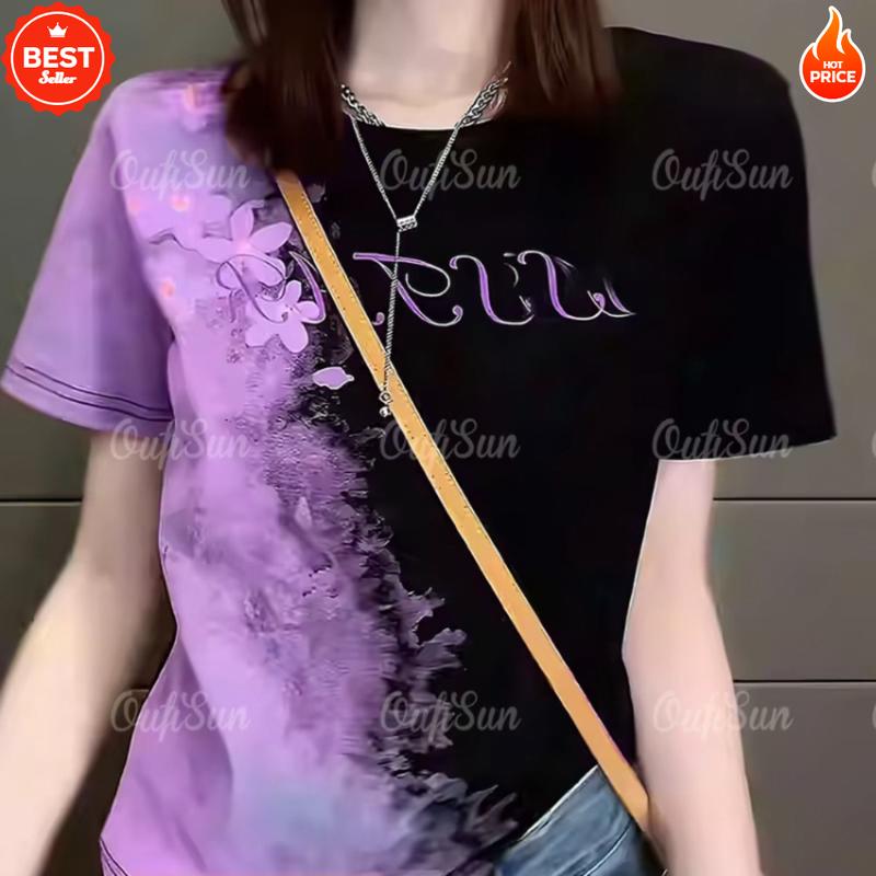 Áo Thun Phong Cách Hàn Quốc, Dành Cho Nữ, Chất Liệu Cao Cấp, Tay Ngắn, In Họa Tiết Hoa Thời Trang Và Tinh Tế, Thích Hợp Cho Quần Áo Mùa Xuân Và Mùa Hè 1