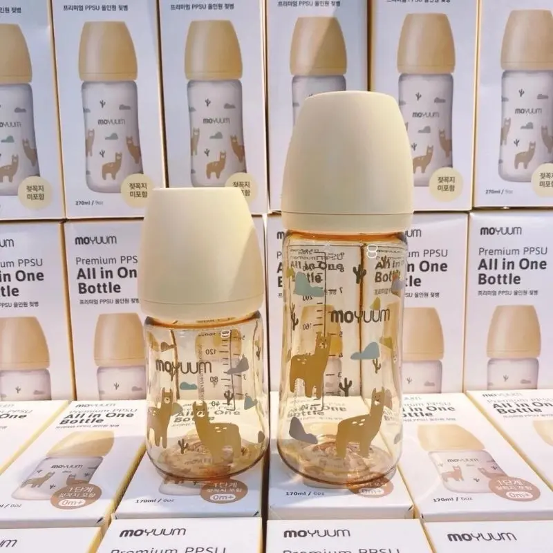 [Tặng thìa báo nóng] Bình sữa Moyuum họa tiết Lạc Đà 170ml/270ml nhựa PPSU núm mềm 0