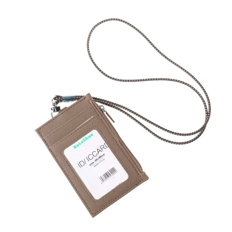 Women Business Card Holder Wallet Men PU Leather ID Cards Holders for Case Neck