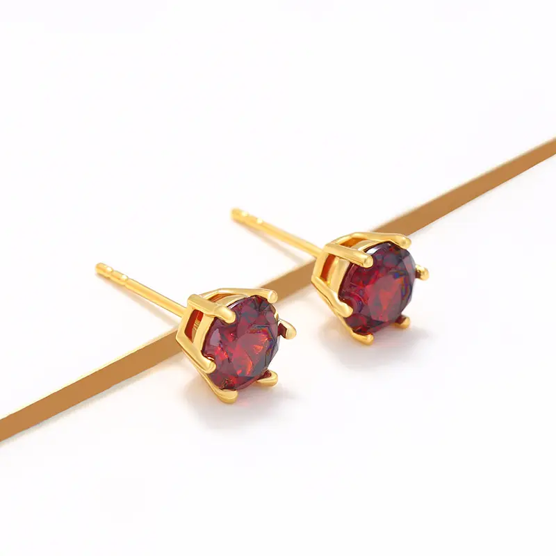 Jewelry Six-Claw Round Zircon Inlaid Earrings High-End Niche Personality Simple European and American Earrings for Women For GF Elegant