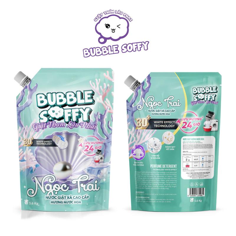  Nước giặt hương nước hoa Bubble Soffy - Ngọc Trai 3.6 lít  1 túi  