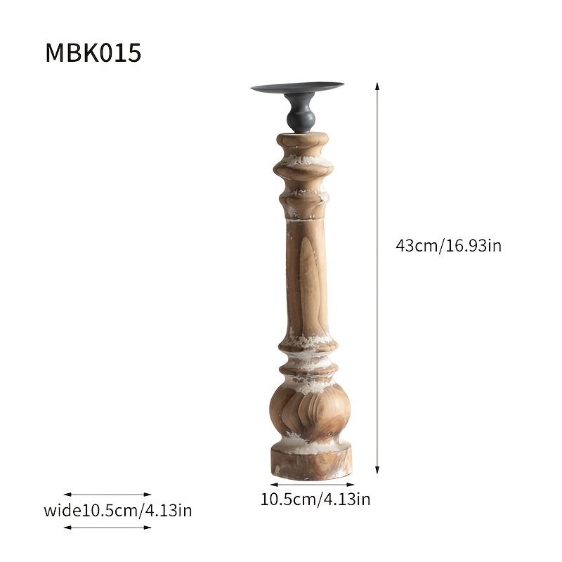 Product Introduction of Retro Style Solid Wood and Iron Candlestick-Polished Flower Pattern for Home Decoration 2