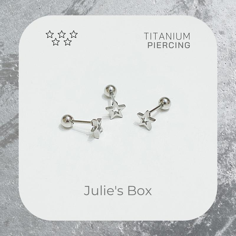 [1 Chiếc] [BẤM] Khuyên tai Unisex Ngôi Sao Rỗng Nhỏ Màu Bạc Không Gỉ Sét Không Ngứa Không Đen Julies Box 66 1