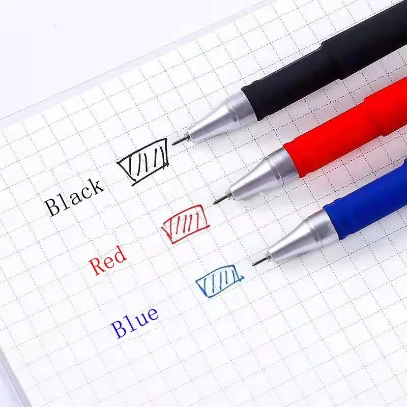 MSS -(COD) BUNDLING 1PCS 12PCS Pena Gel 0.55mm Standard Pulpen Gel Standard Bolpoin Cair Alat Tulis Sekolah Bolpen Warna Hitam Biru Merah Murah Plastik 5
