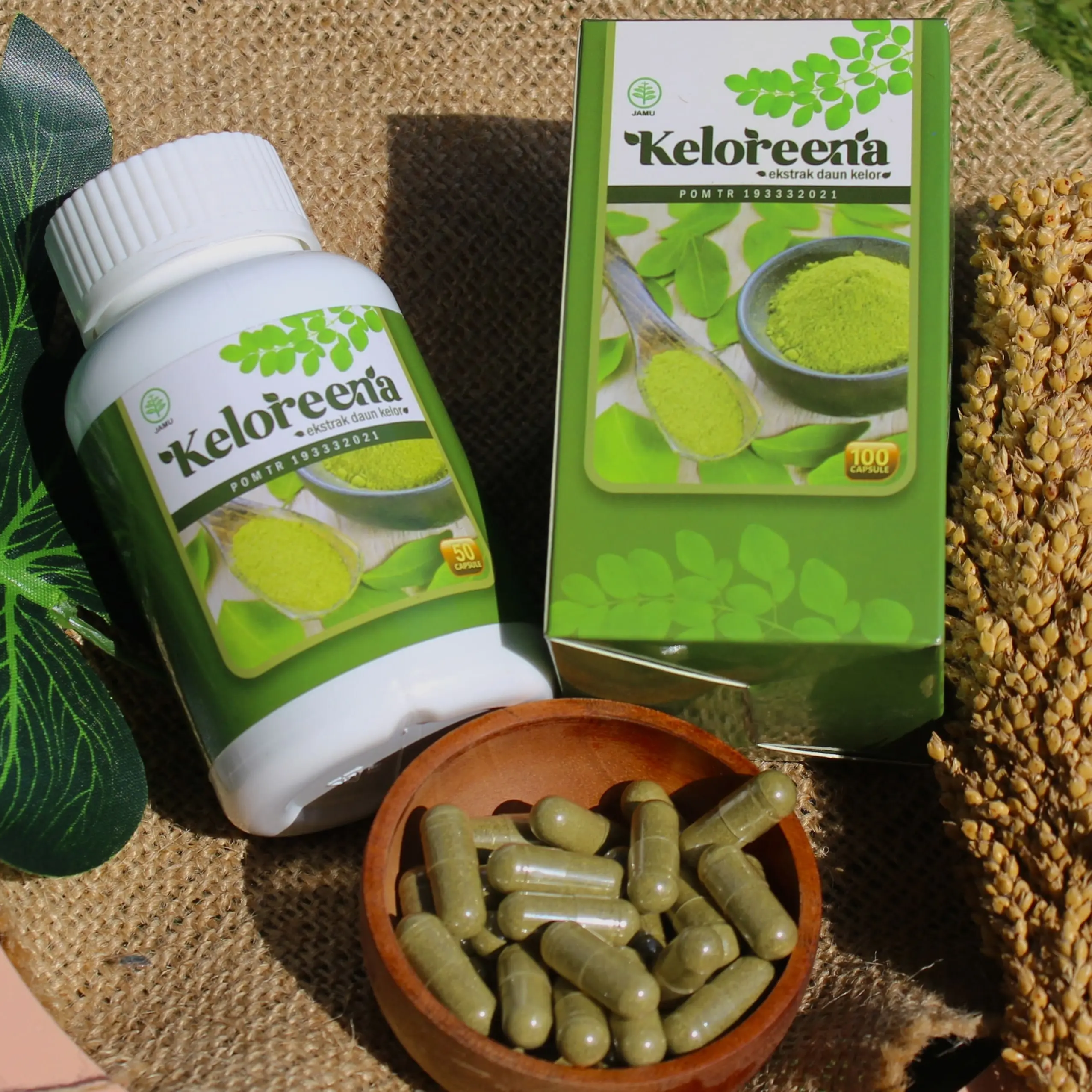 Keloreena Ekstrak Daun Kelor - Herbal Untuk Infeksi Saluran Kemih Kencing Terus Menerus Urin Berbusa Dan Bau - Isi 50 & 100 Kapsul [ Berlegalitas ]