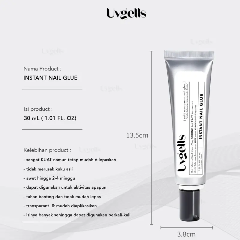 (BPOM) PERTAMA DI INDONESIA! Instant Nail glue and Remover Uvgells / Lem kuku / Lem extension / Remover Nail Extension / remover nail gel / Lem fake nails / Lem nail extension 5