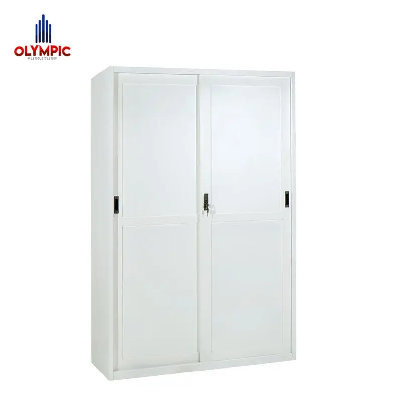 Olymsteel OSWS WIMBLEDON / Lemari Sliding Pakaian Besi / Steel Wardrobe / Lemari Penyimpanan / Putih Modern Minimalis 1