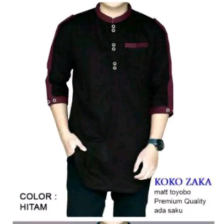 Baju  Koko Kurta Zaka Lengan 3/4 Bahan Katun Adem Nyaman Atasan Koko Qurta Pria Dewasa 4